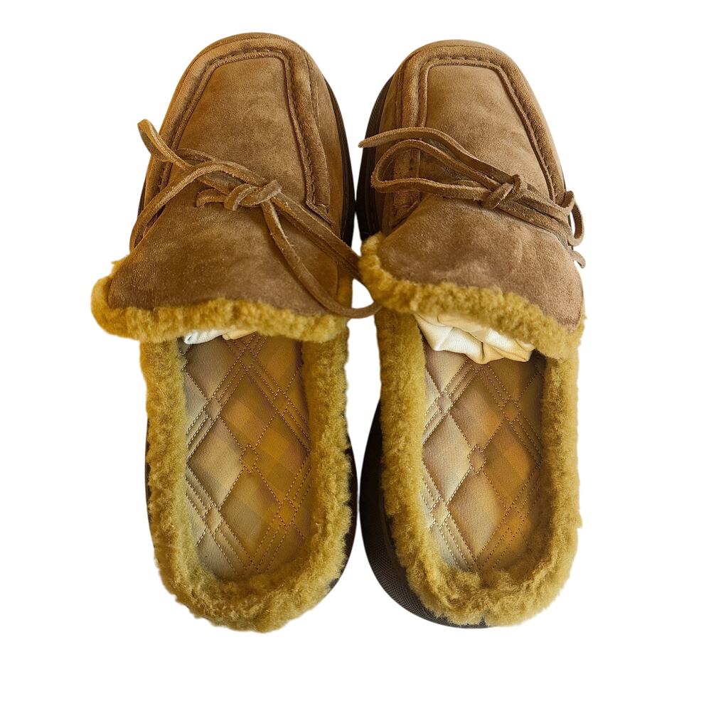 Burberry *NEW*  Stony Suede & Shearling Wood Mules - Picture 3 of 7